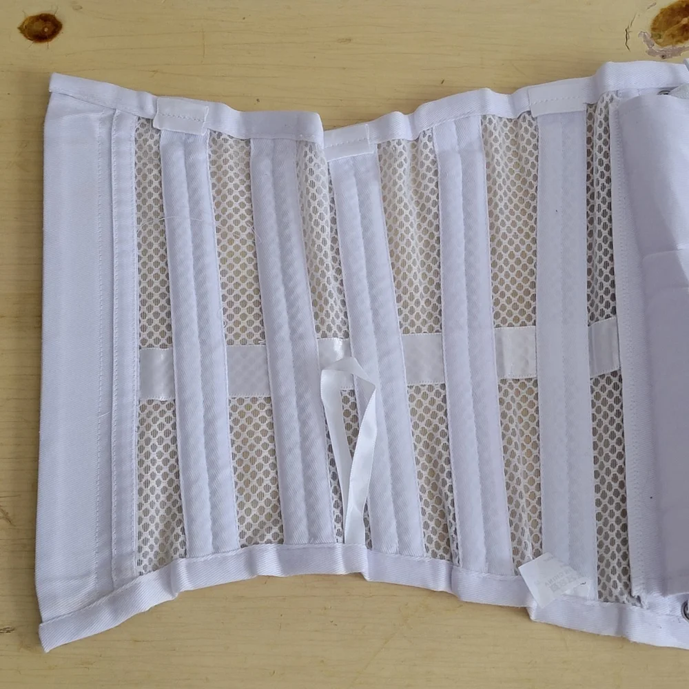 Vintage Mesh Boned Corsette Lace Up Waist Trainer Support Cosplay White Small